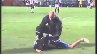 FUNNY One legged fan invades football match and BRUTALLY ARRESTED