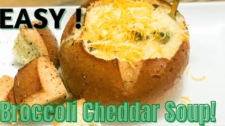 THE BEST SLOW COOKER BROCCOLI CHEDDAR SOUP/BETTER THAN PANERA BREAD! GARLIC BREAD BOWLS.