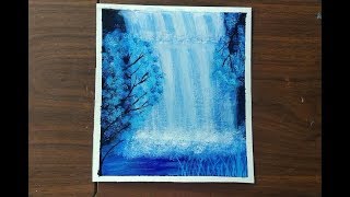 Easy Waterfalls painting Tutorial for Beginners | Step by Step Waterfall Landscape Painting