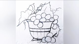 Desenho de vasilha com uvas