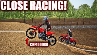 CRF450R VS CRF1000RR RACING ON STRAIGHT RHYTHM!! (CLOSE BATTLES!)