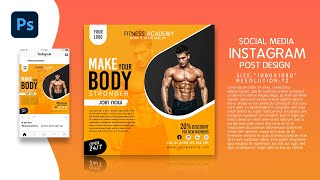 Fitness Social Media AD Design | Instagram Post | Photoshop Tutorial