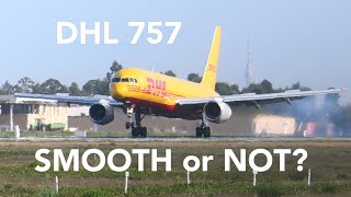 (4K)    SMOOTH or NOT?    |  DHL Boeing 757 Landing  |  #swiss001landing