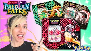 ARE THEY STACKED?! *PALDEAN FATES TINS* Pokemon Card Opening! GIVEAWAY!!