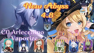 New Spiral Abyss 4.8 || C0 Arlecchino Vaporize & C0 Navia Hyperbloom | Genshin Impact