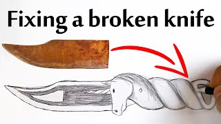 broken blade to beautiful horse knife with Simple Tools