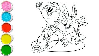 Colorea a Taz, Piolín y Silvestre de los Looney Tunes Bebes | Dibujos Para Niños