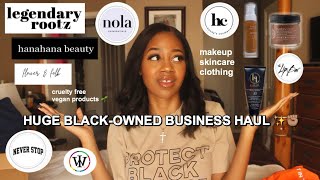 HUGE BLACK-OWNED BUSINESS HAUL AND REVIEW | skincare,clothing + more!!