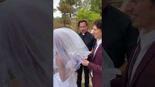 He sees his brides face for the first time