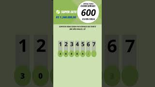 Resultado Super Sete Concurso 600 23/09/2024 #resultadosupersete #supersetehoje