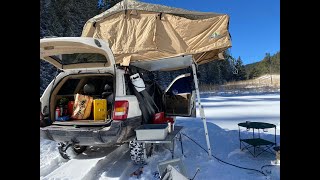 Snow camping, snow recovery, epic camp.