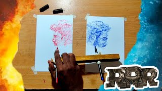 Drawing Two Different Faces at a same time with Pen | RRR movie