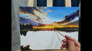 Como pintar fácil un atardecer 2024