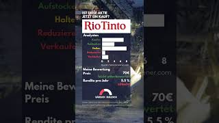 Rio Tinto Aktie kaufen oder nicht kaufen? Preis Bewertung