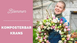 Komposterbar krans med blommor från Skillnadens handelsträdgård