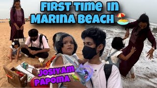 First time in marina beach with saanu 🏖️😍| sha ku josiyam pathachu 🤯unexpected 😂#saanvikashree