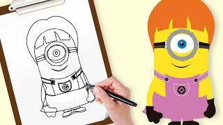 Cómo dibujar un Minion chica – Dibujos para colorear- Aprender a dibujar