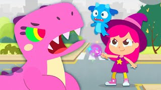 A HYPNOTISED DINOSAUR? The LITTLE WITCH has to stop him! - Magical Adventures for Kids