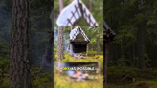 Man Build's a Survival Cabin To Survive Alone In The Forest 🏕 #diy  #survival  #shorts  #camping