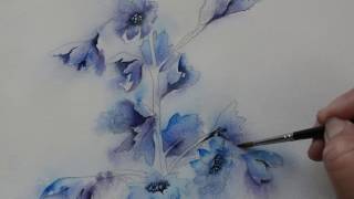 Watercolor Delphinium Part 5 - Paint Florals Your Way - Painting Instruction with Sandra J