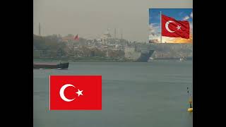 TCG Anadolu İstanbul'da ve Kız Kulesi inşaatının son hali. Üsküdar'dan İstanbulu seyret canlı