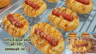 1 butir telur cuma diaduk aduk jadi roti enak dan semewah ini ❗ // sausage bun