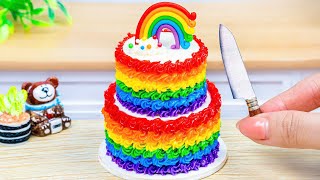 Miniature Rainbow Buttercream Cake Decorating 🌈 Yummy Mini Rainbow Cake Dessert By Baking Yummy