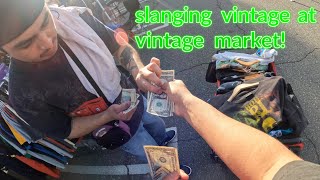 The hustle doesn't stop!💵 ( walking around vintage event slanging vintage with my cart)