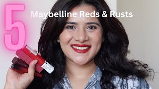 5 Red & Rust Must have lipsticks from Maybelline | DrSmileup|