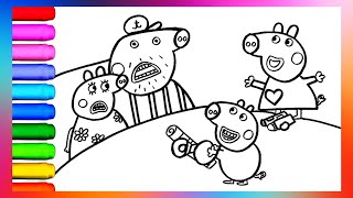 drawing Peppa pig and George pig Waking up the Grandparents🐷🐷🛏⏰🌈 | drawing for kids