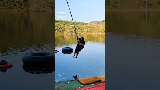 🍋#3865🧚‍♀️This is a fun game 🧚🧚‍♀️🧚‍♂️Rope swing #watersports #challenge #wate#swing r#shorts