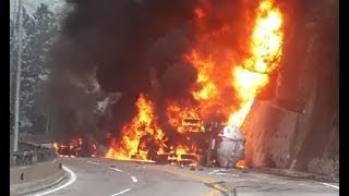 Motorista morre carbonizado após caminhão combustível explodir - VEJA VIDEO