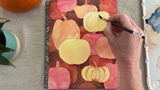 Watercolor Pumpkins Using A Negative Space Painting Technique