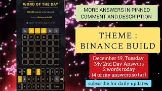 Binance Word the Day Answers Today (December 22) THEME: BINANCE BUILD