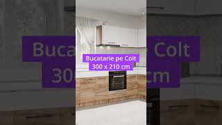 Mobila Bucatarie Colt Gastro 300*210 cm Alb/Stejar