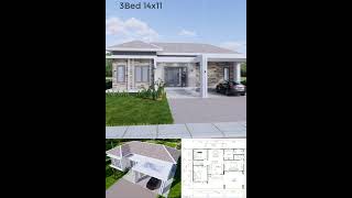 House Plans 14x11 Meter House Design 46x36 Feet 3 Beds 2 Baths Hip Roof Reel