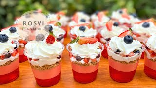 postre para vender y ganar mucho dinero!! Postres en vasitos sin horno de fresa 🍓 y otros postres!