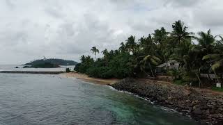 Coconut tree hill mirissa beach view from drone sri lanka