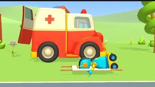 Ambulance Car Rescue in the City w Tow Truck - Animation Cars & Trucks Cartoon for children