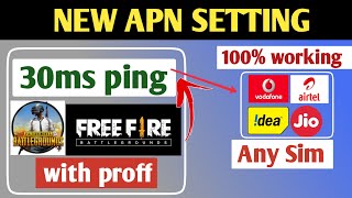 30 ms ping | Vodafone Apn Setting | Pubg ping Problem Jio | Free Fire ping Problem | Kamal k tech