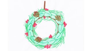 How to Draw Christmas Wreath