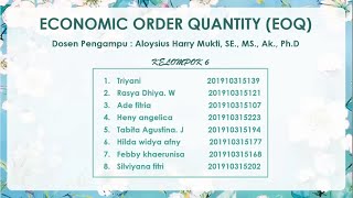 ECONOMIC ORDER QUANTITY