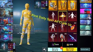 Daily First 10 Uc Mummy Set 30 Uc custom crate 18 Uc spend And other Spins