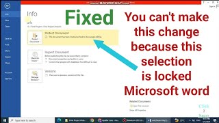 You can't make this change because this selection is locked Microsoft word