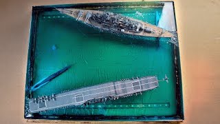 DIORAMA BATTLE OF SHIPS FROM EPOXY RESIN