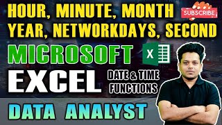 #17 Hour | Minute | Month | Year | Networkdays | Second | Date & Time Functions in Excel #excel