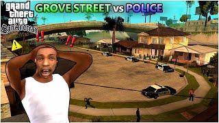 لن تصدق هجوم الشرطة على قروف ستريت | GTA San Andreas POLICE 🔥😱