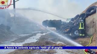 A fuoco 7000 q.li di paglia a Veronella  26.08.2024