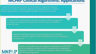 MCPAP Clinical Conversation - Depression Update: Rollout of New MCPAP Depression Algorithm