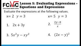 Evaluating Expressions - First Coast Math Clinic